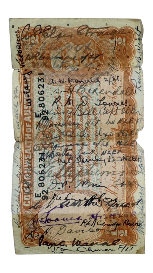 Obverse Side of Short Snorter of Lieutenant R.H. Stevenson (1988.2123).