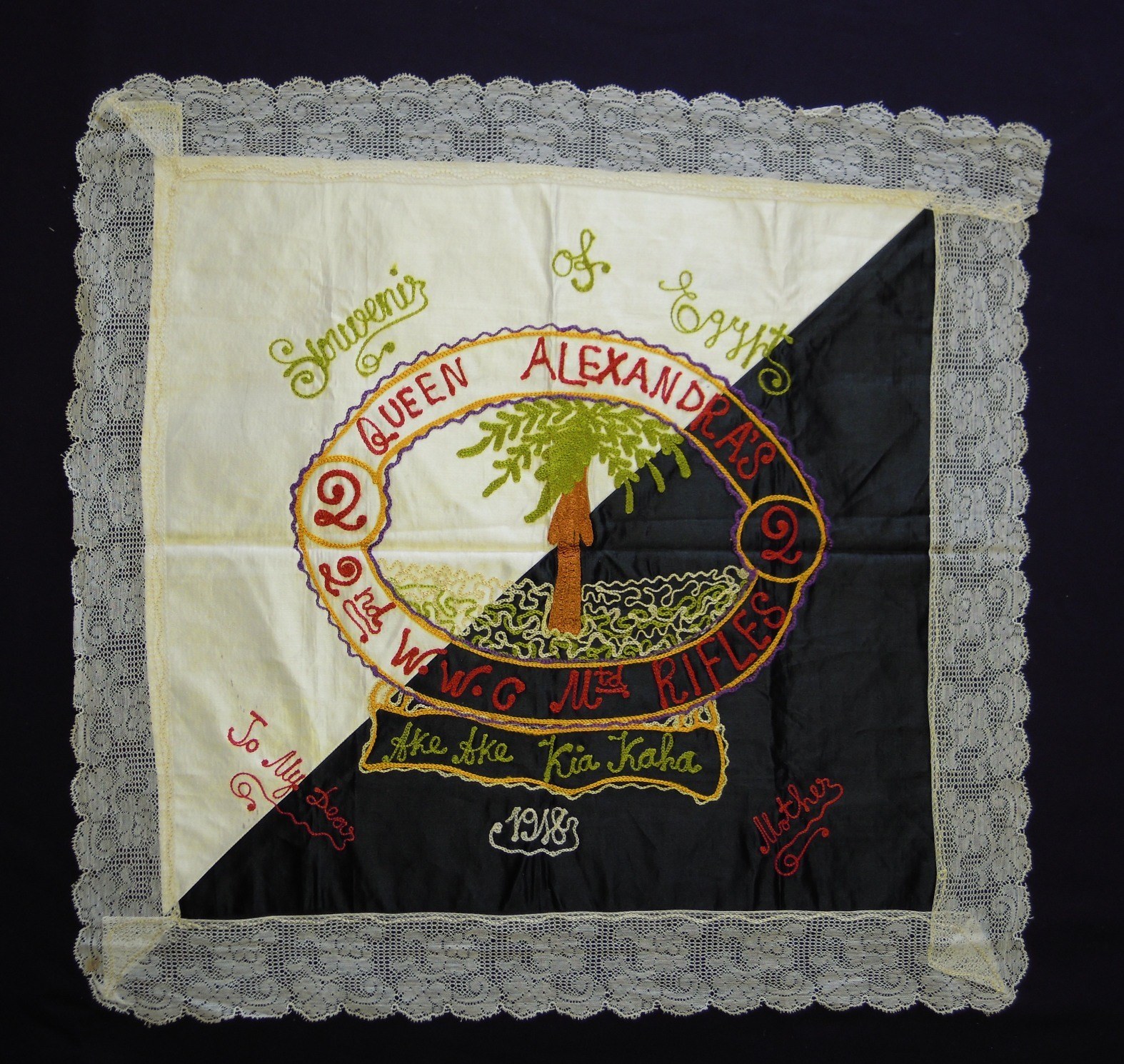 1982.666 Souvenir of Egypt Embroidered Cloth, QAMR, WWI